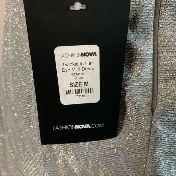 Fashion Nova Twinkle In Her Eye Mini Dress Size Medium Asymmetrical Fully Lined - Picture 5 of 8